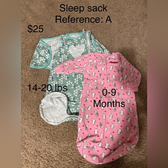 Pink and Green Baby Sleep Sacks - Picture 1 of 1